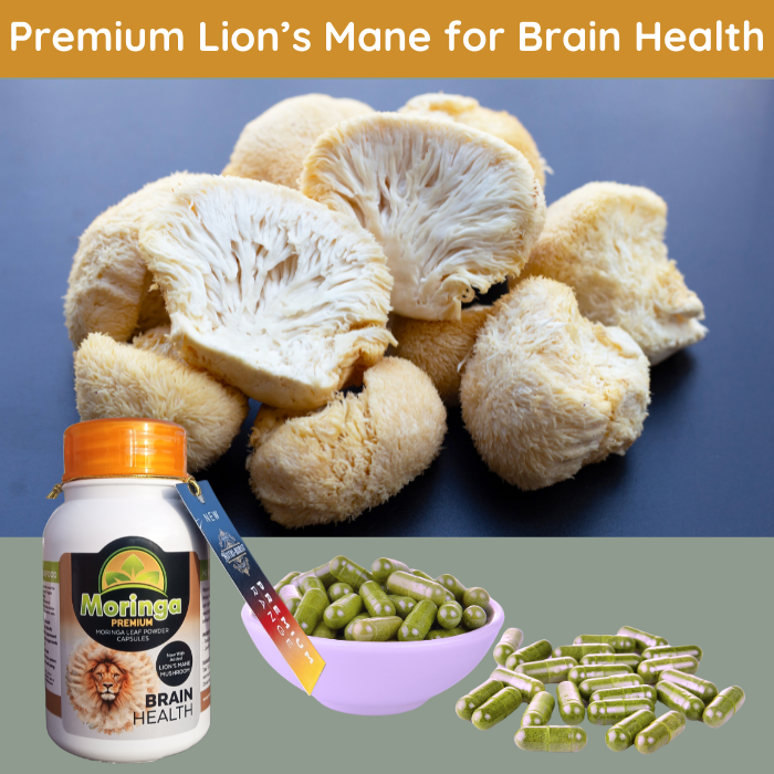 Moringa capsules with added Lion's Mane