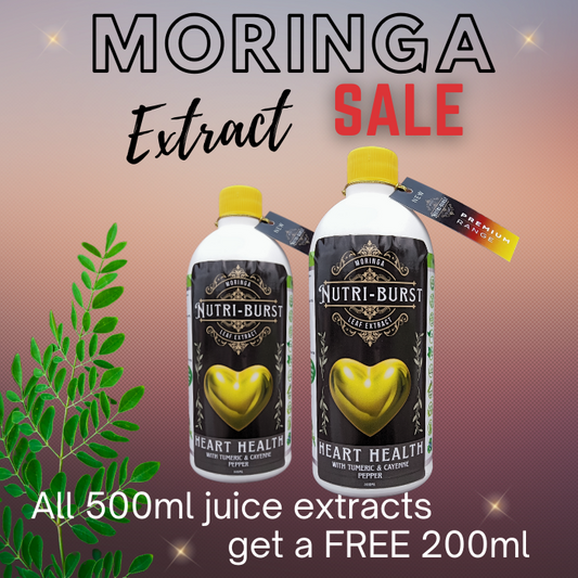 Nutri-Burst Moringa Concentrate Leaf Extract for HIGH BLOOD PRESSURE and CHOLESTEROL with added Tumeric & Cayenne Pepper