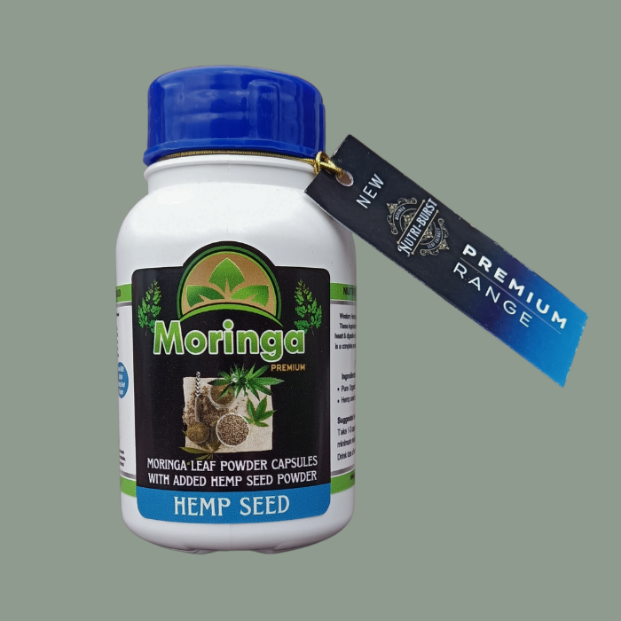 Moringa capsules with added Hemp Seed powder